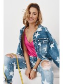 Jacheta largi din denim cu stelute 5535 - Magazin online - Boutique